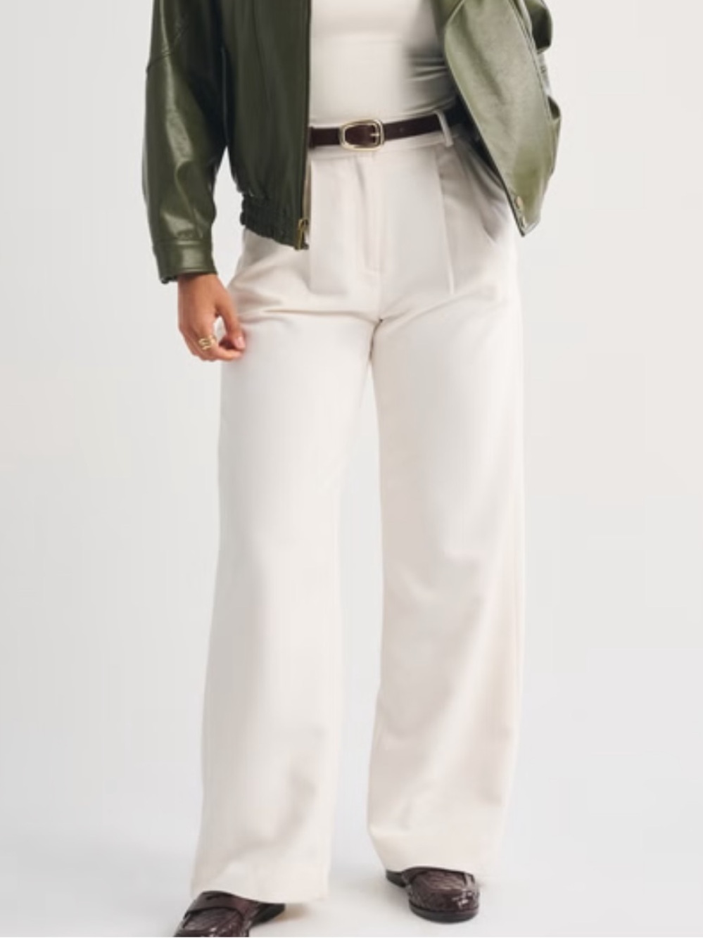 NWOT Abercrombie ivory wide leg trouser pants